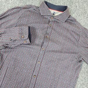 DESOTO Mens Geometric Print Long Sleeve Button Down Shirt‎ Size Medium